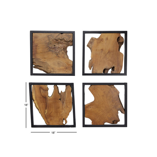 Loon Peak® 4 Piece Live Edge Teak Wood Wall Décor Set Wayfair